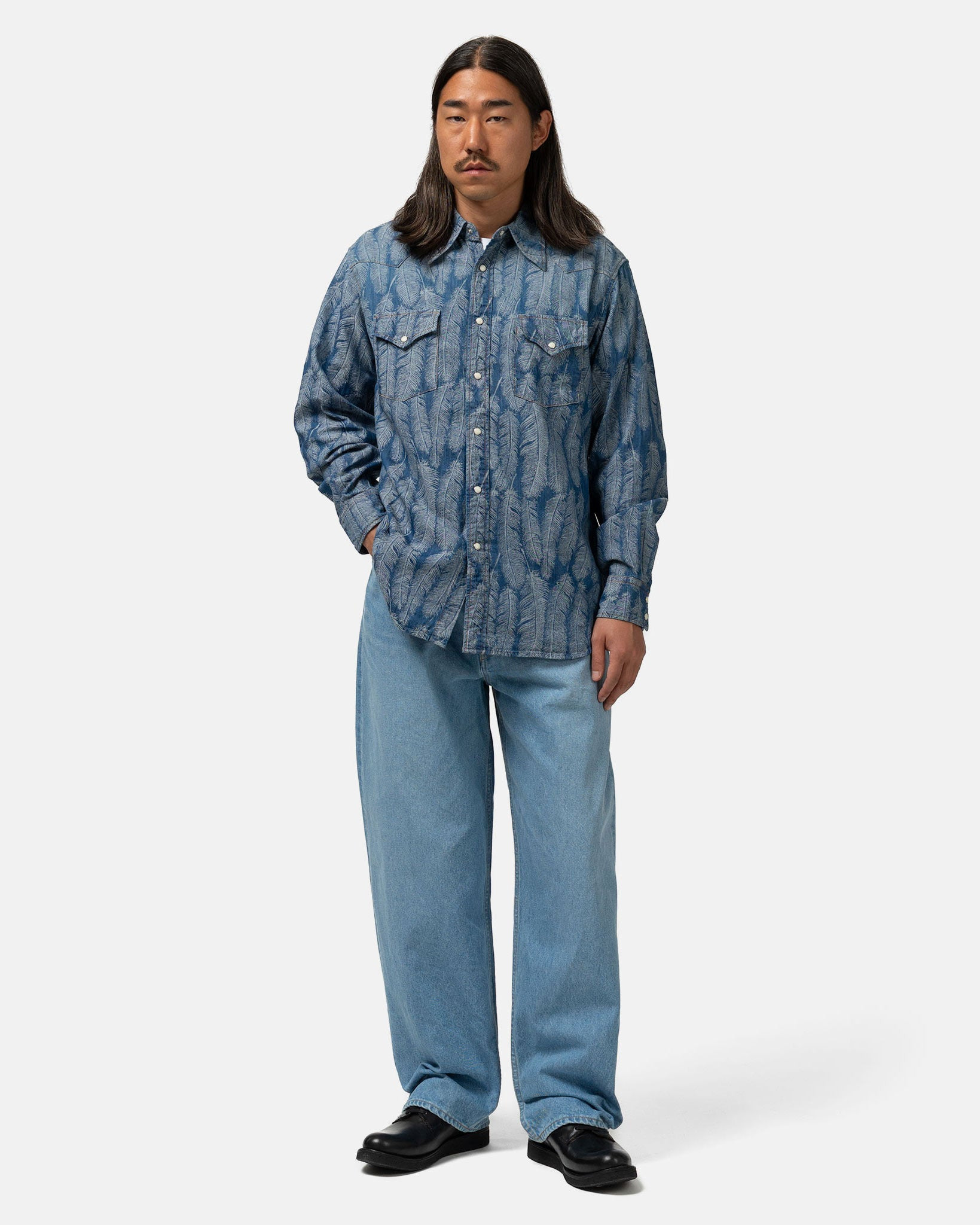 5oz MAGPIE Denim HUSKY Western Shirt Light - 2