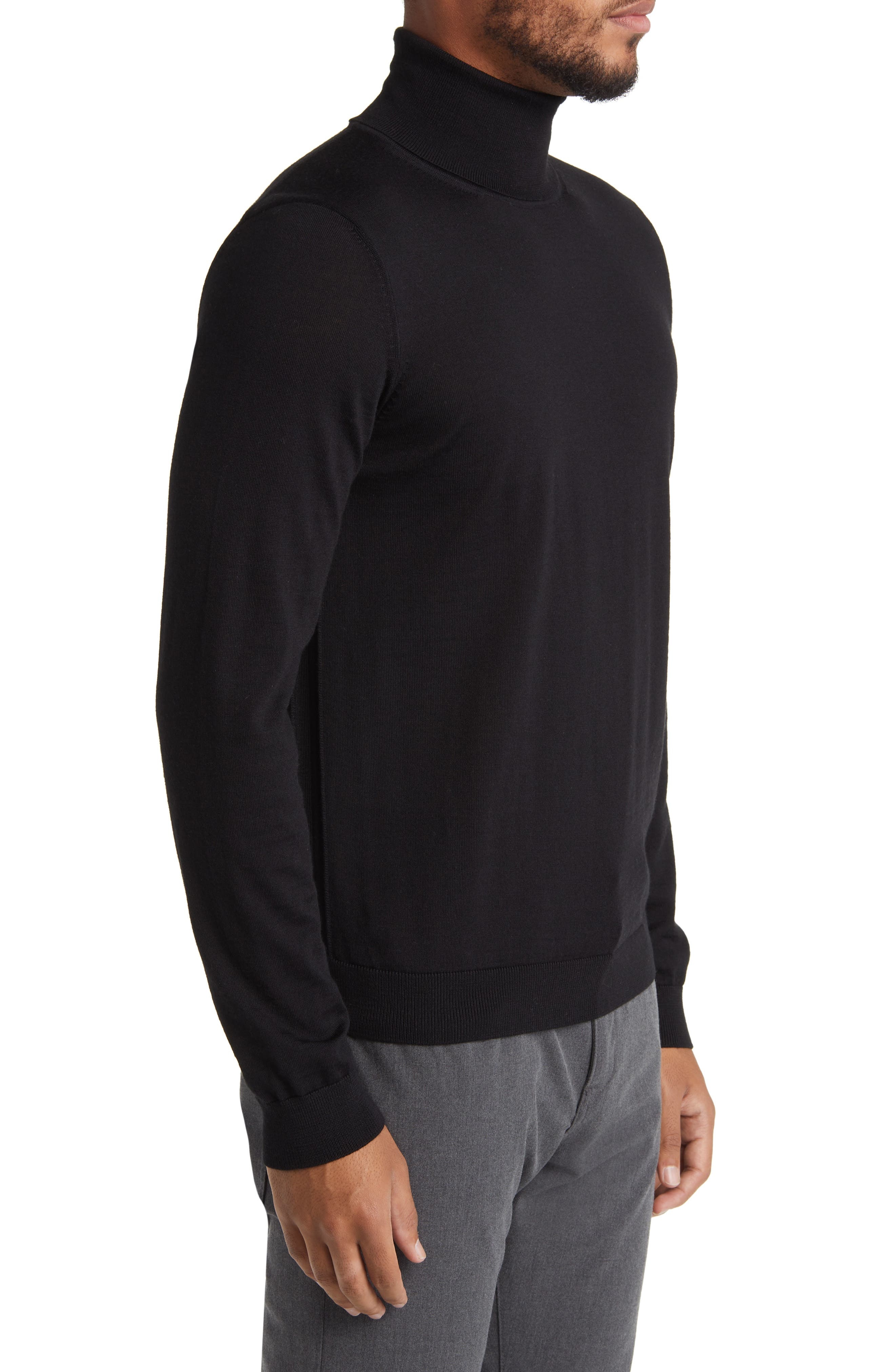 BOSS Musso Virgin Wool Turtleneck Sweater in Black at Nordstrom - 3