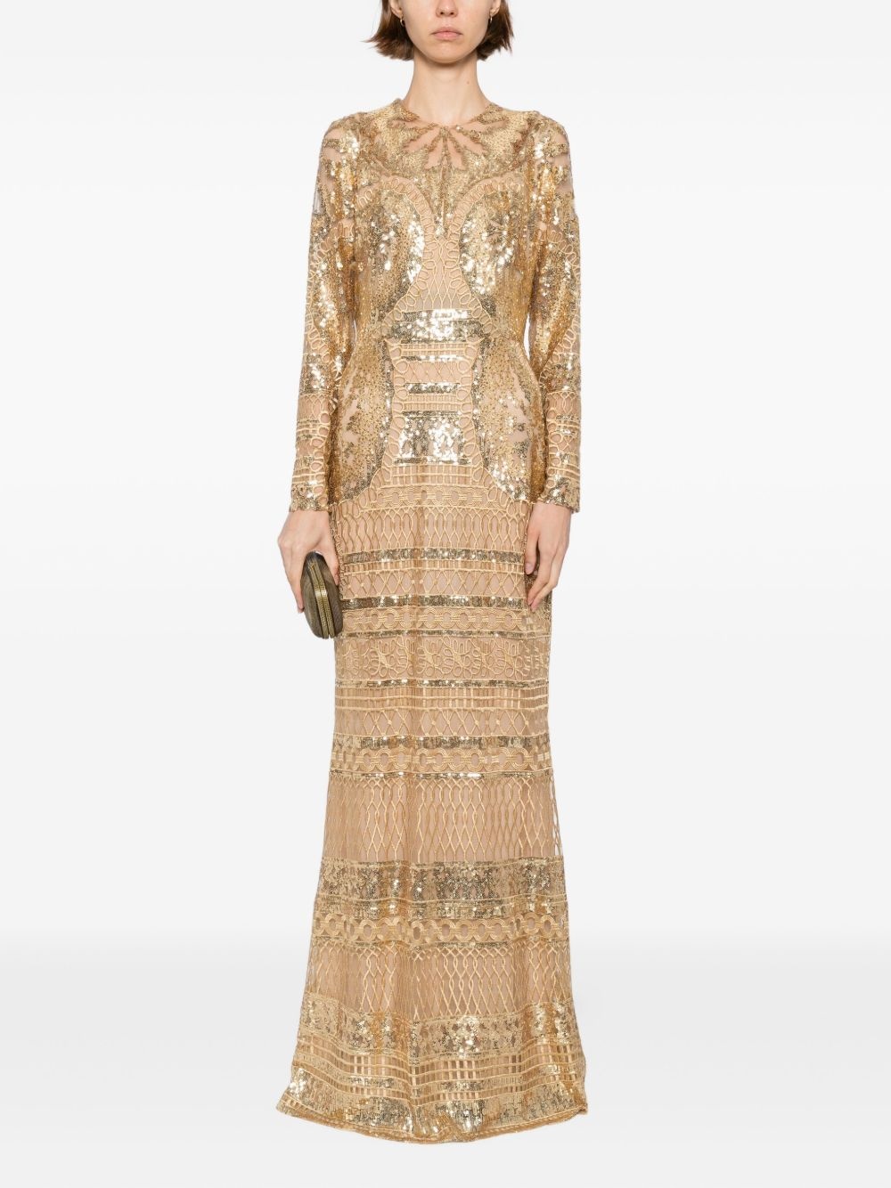 embroidered tulle long dress - 2