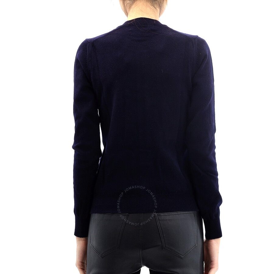 Comme Des Garcons Play Ladies Navy Long Sleeve Logo Cardigan - 3