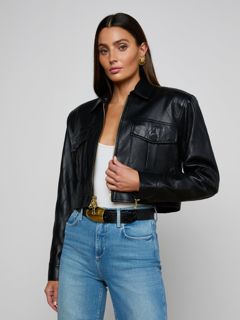 L'AGENCE Micah Oversized Leather Jacket outlook