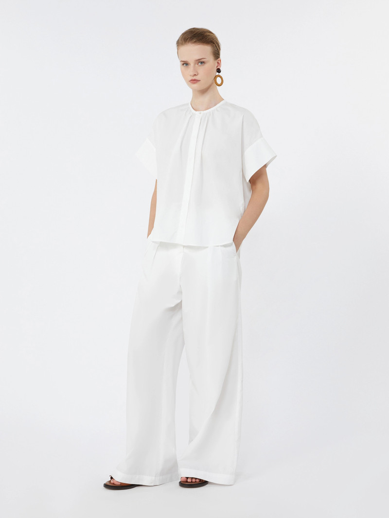 WEEKEND Max Mara Wide-leg cotton poplin trousers - WHITE outlook