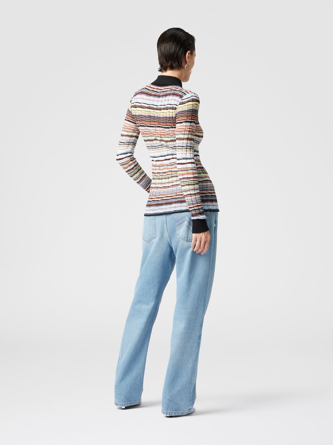 Striped cotton and viscose ribbed shirt with contrasting trim - 3