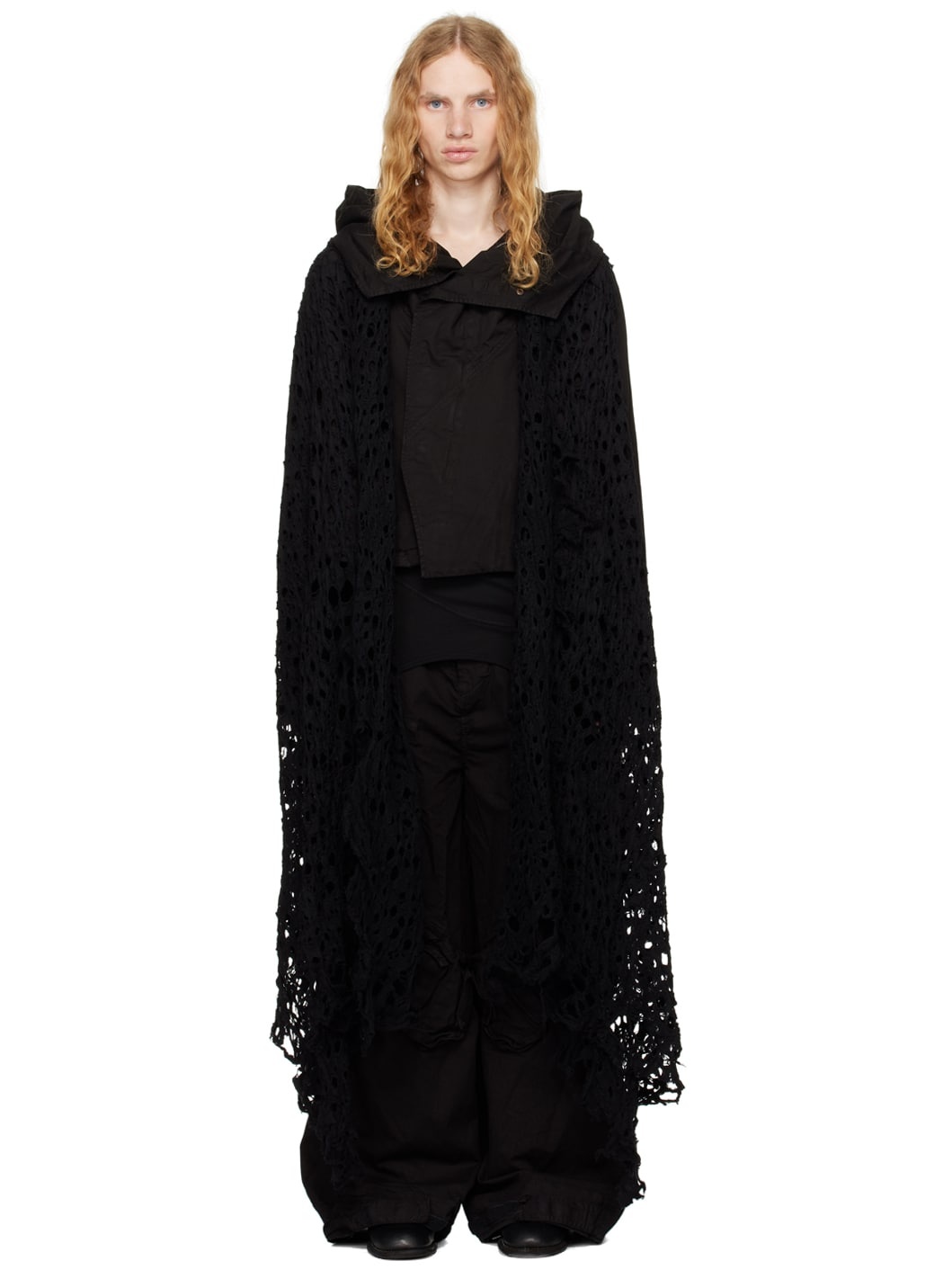 Black Ruptured Vest Shawl - 1