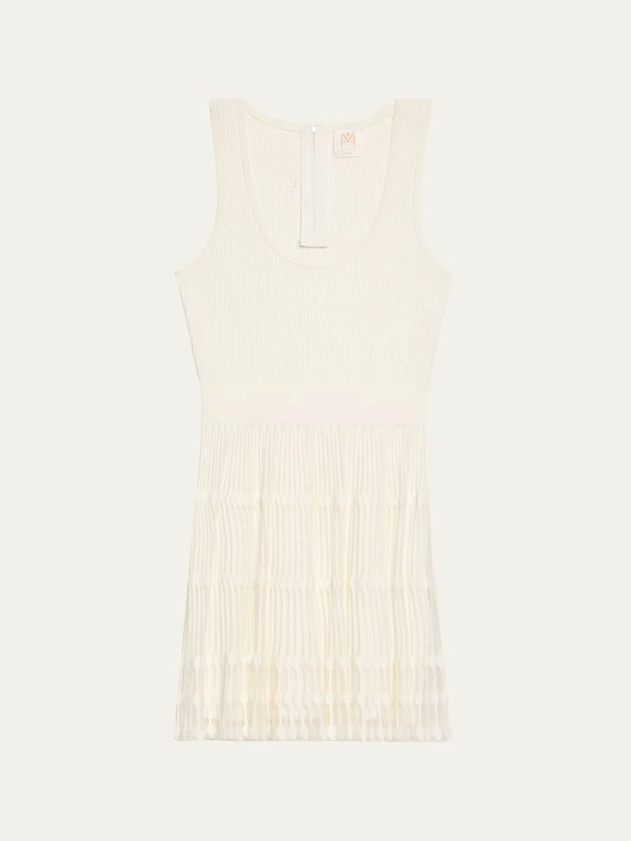 Ribbed Sheer-Knit Mini Dress - 1