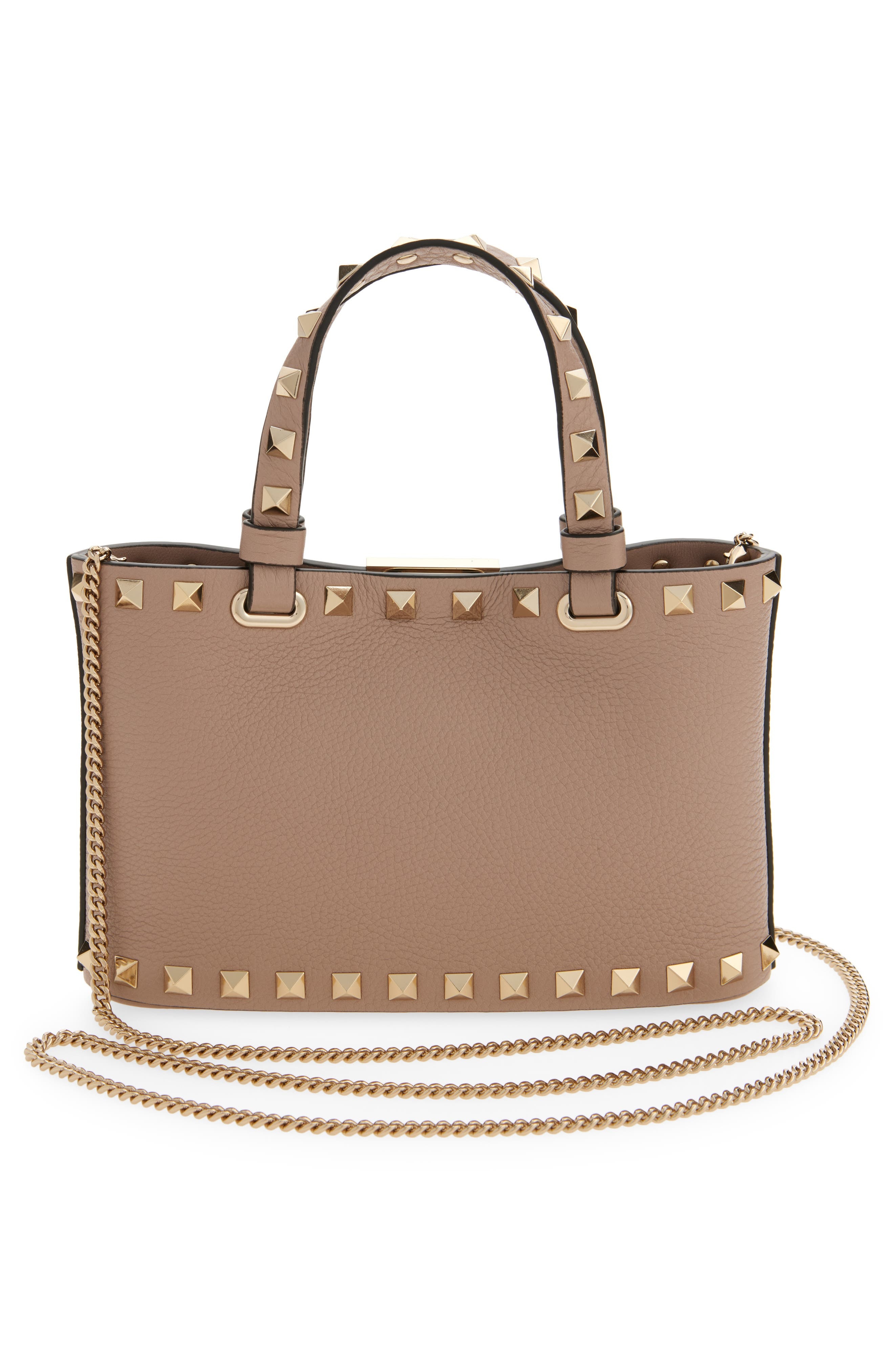 Valentino Garavani Mini Rockstud Leather Top Handle Bag in Poudre at Nordstrom - 5
