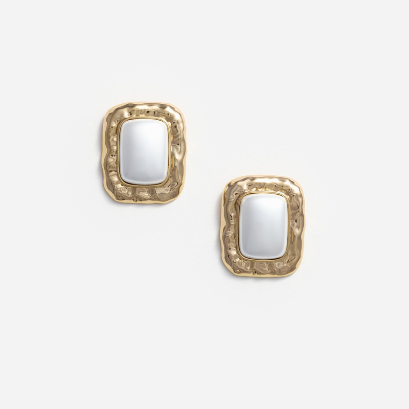 Mottled Gold Pearl Earrings - 1