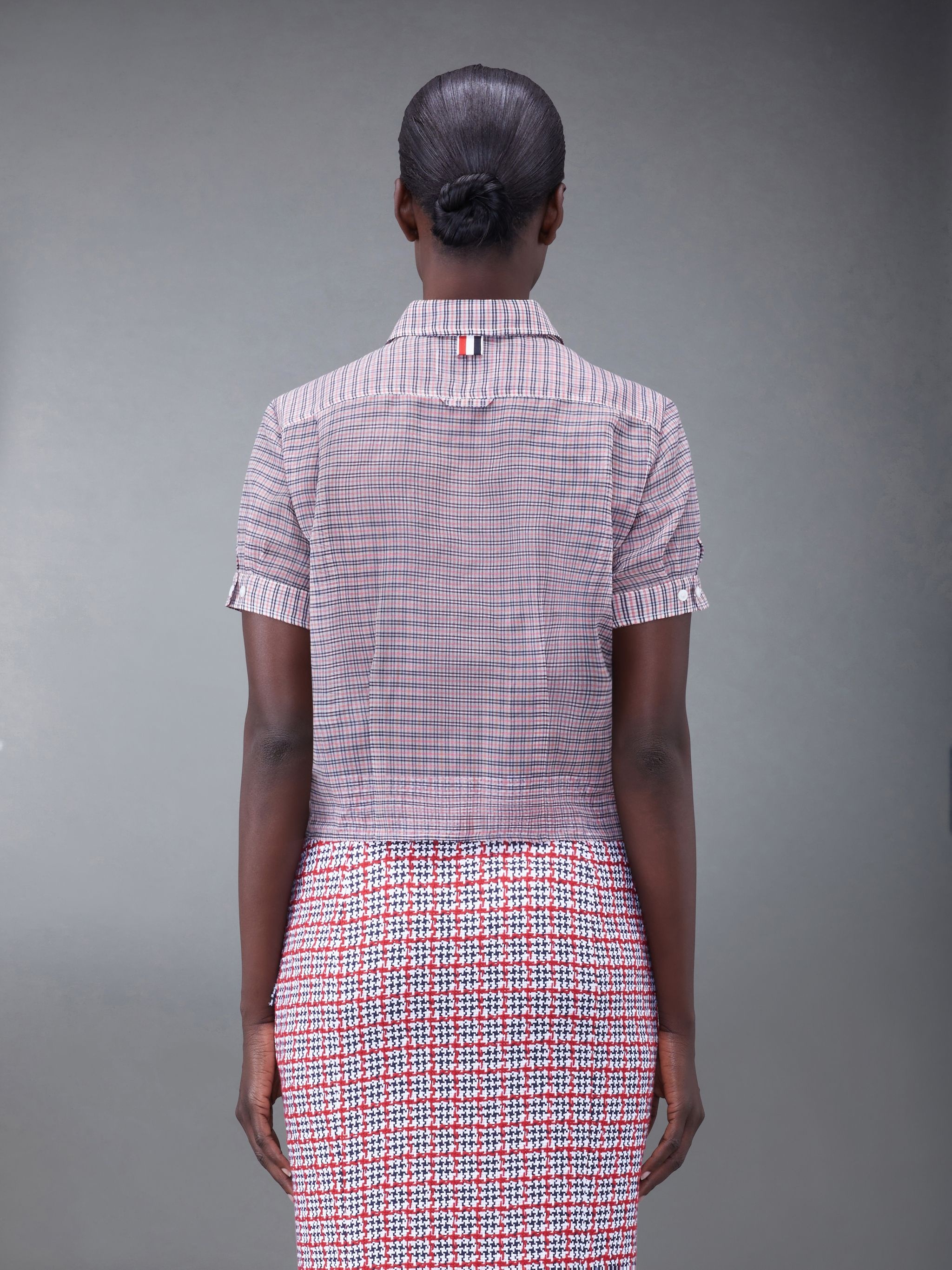 pussy-bow check-pattern blouse - 3