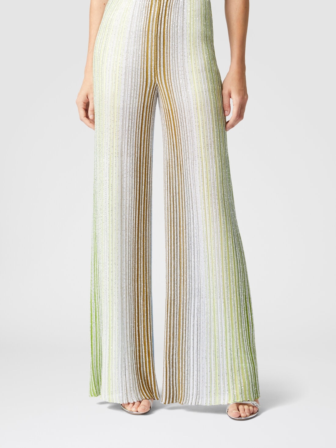 Partialized striped palazzo trousers with sequins - 4