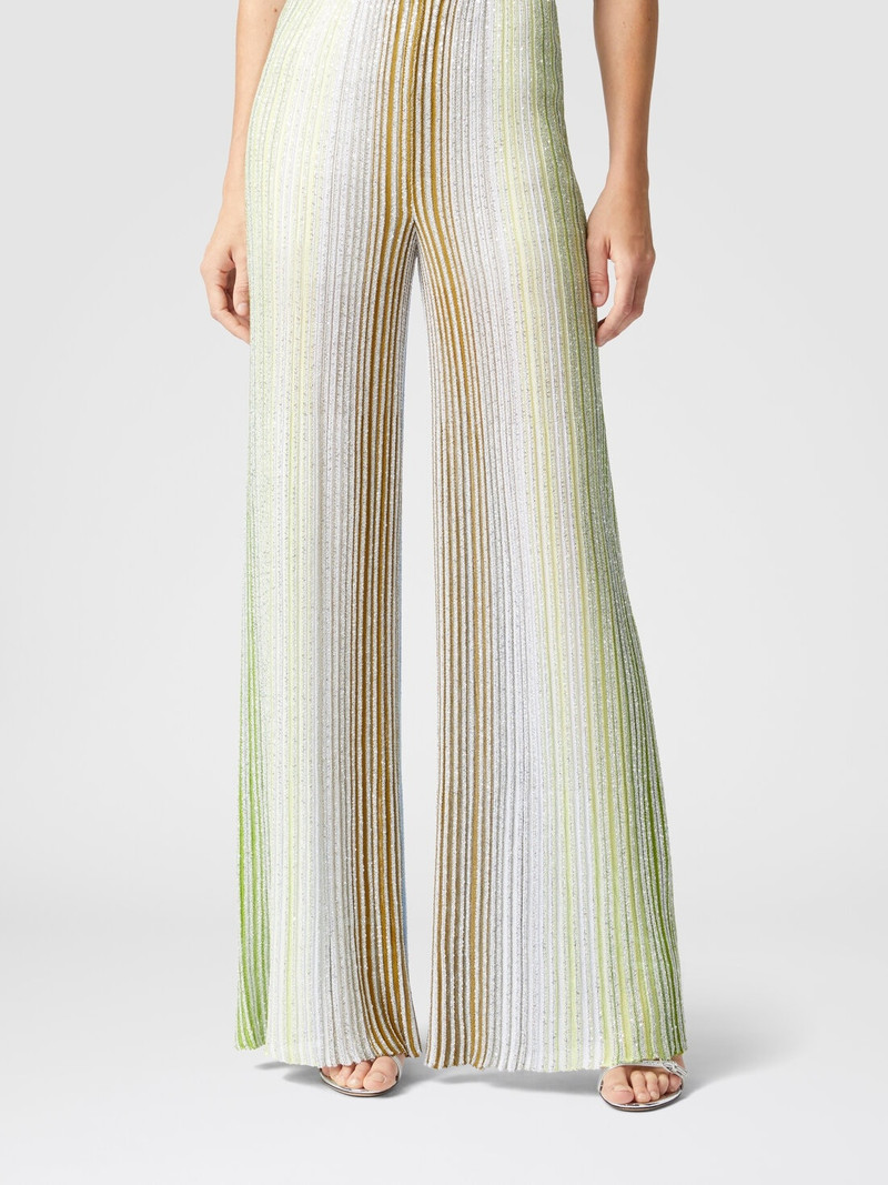 Partialized striped palazzo trousers with sequins 4