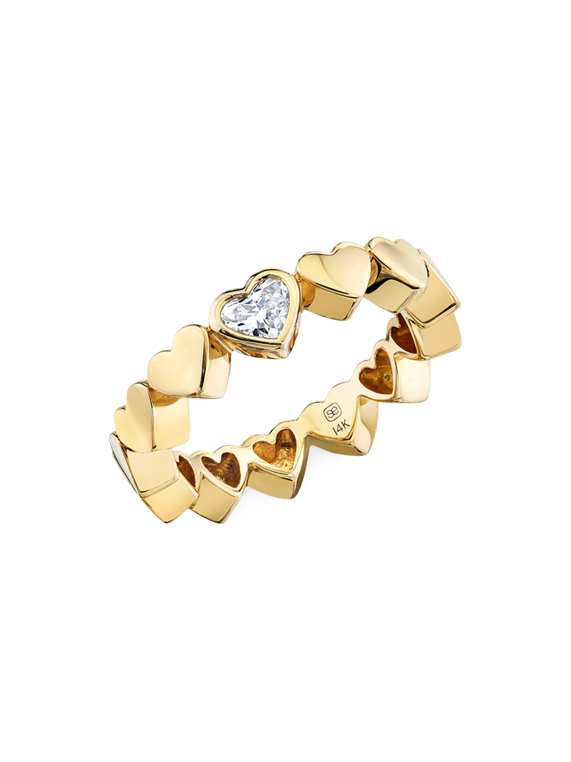 Women's Heart 14K Gold & Diamond Eternity Ring - Gold - 1