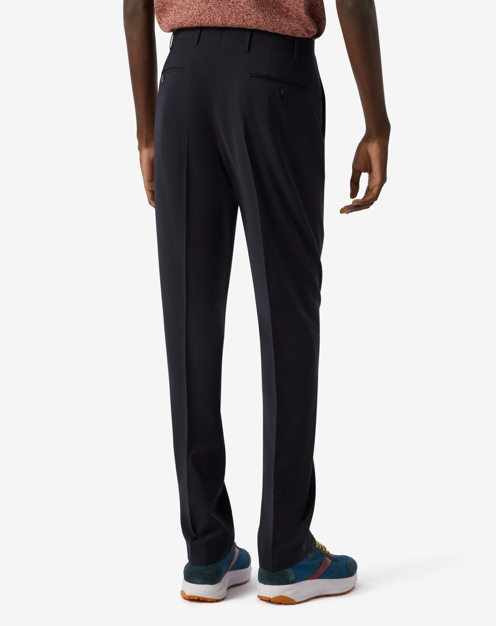 Navy blue 120's stretch wool trousers - 4