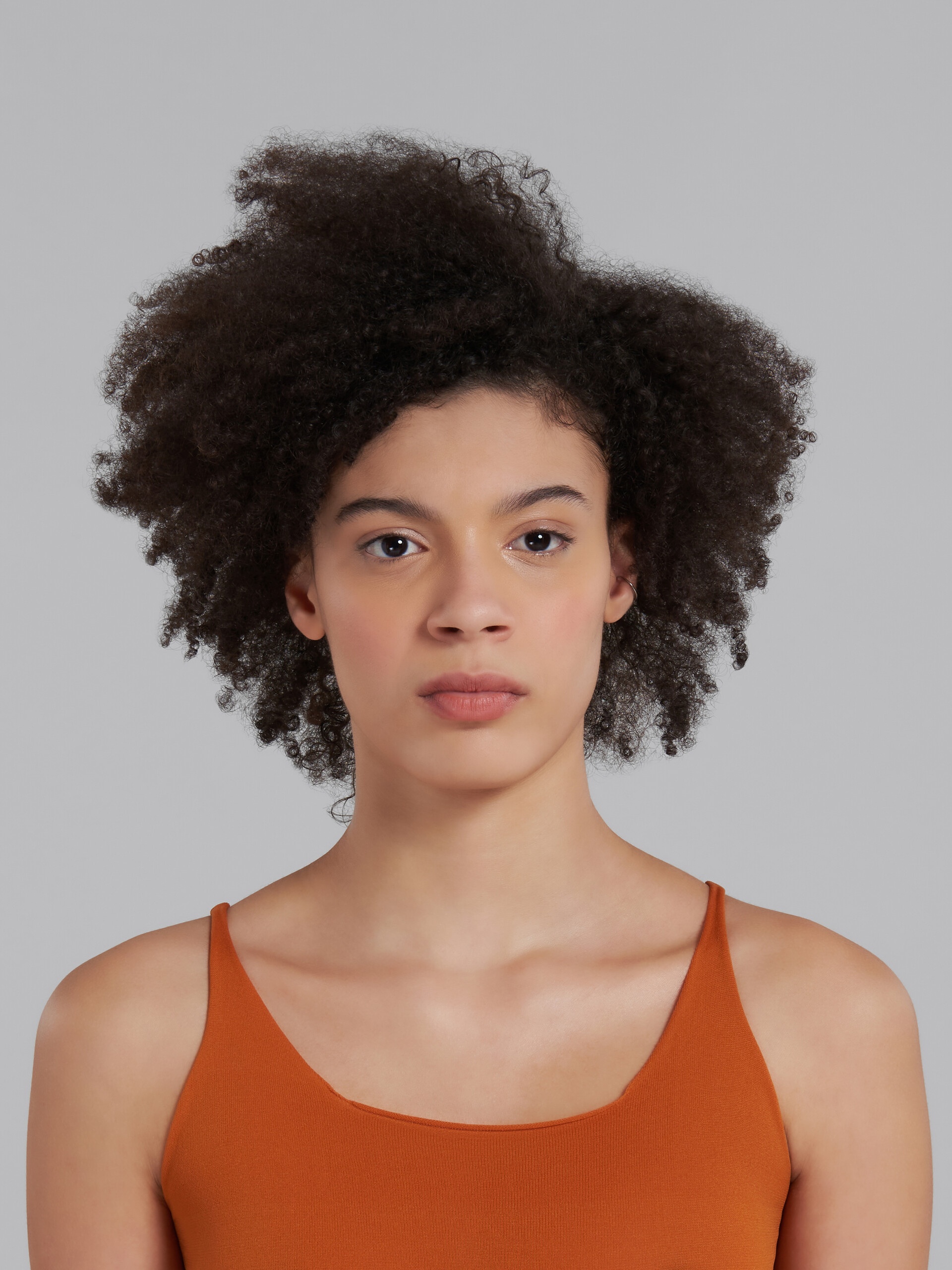 ORANGE STRETCH NYLON TANK TOP WITH INLAY - 4