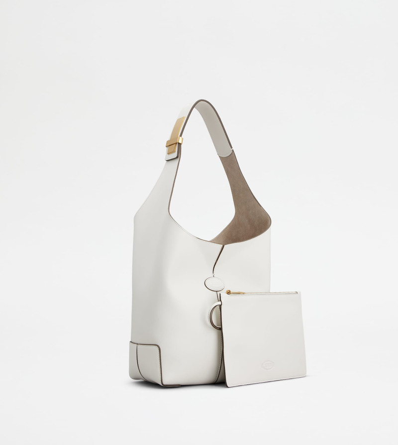TOD'S DI BAG FOLIO SHOULDER BAG IN LEATHER SMALL - WHITE 3