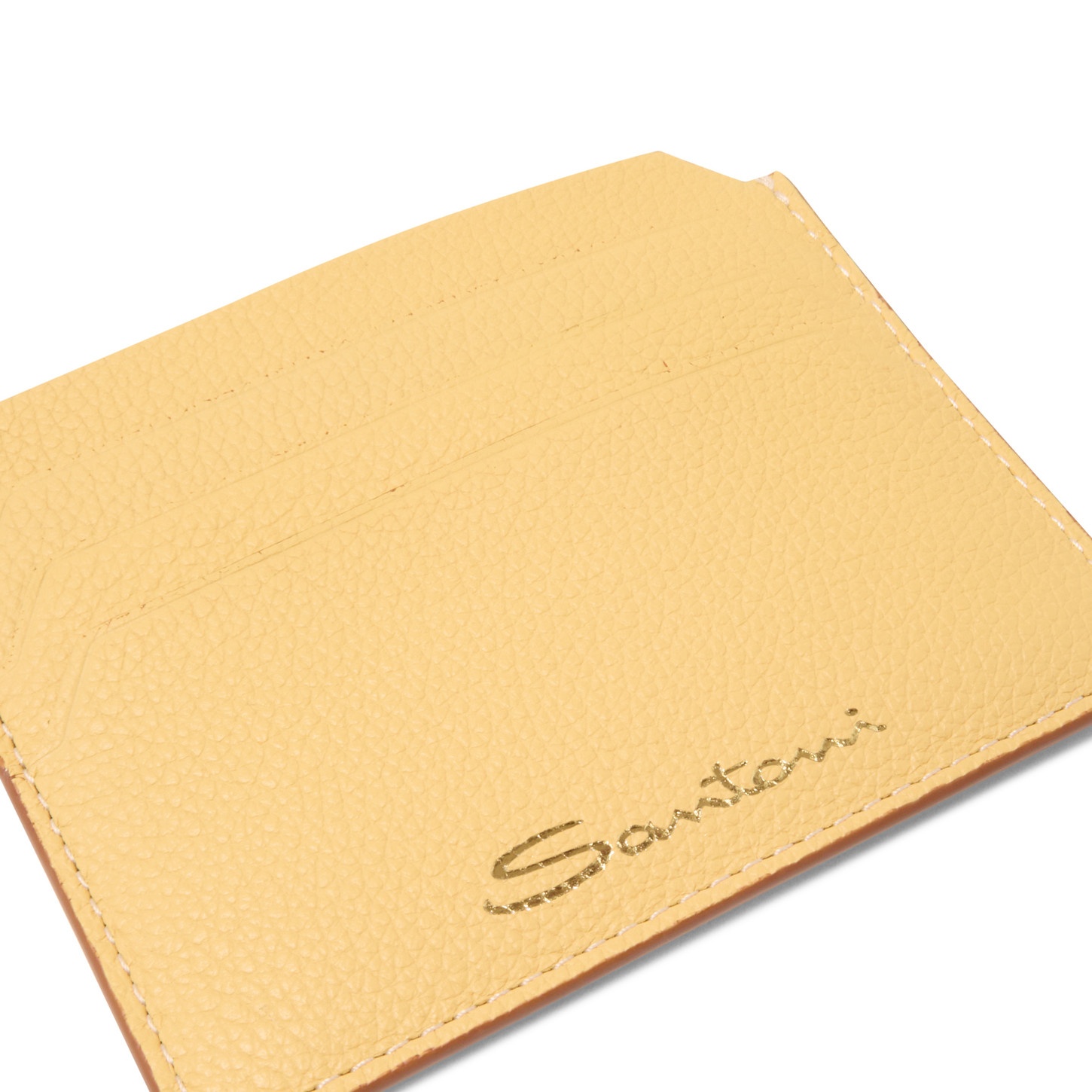 Yellow tumbled leather credit card holder - 2