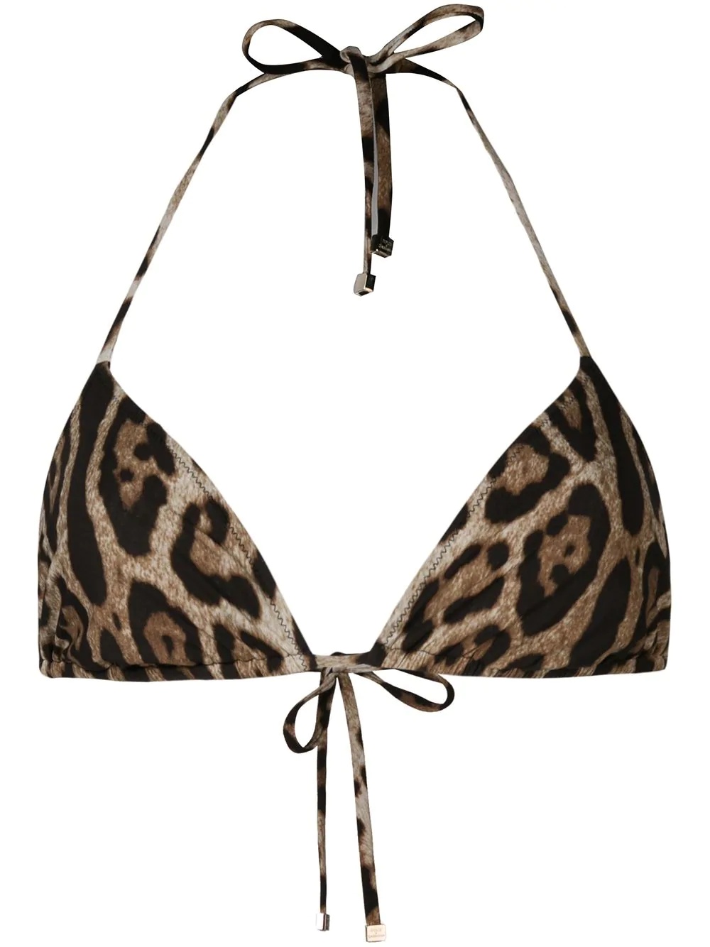 leopard print triangle bikini top - 1