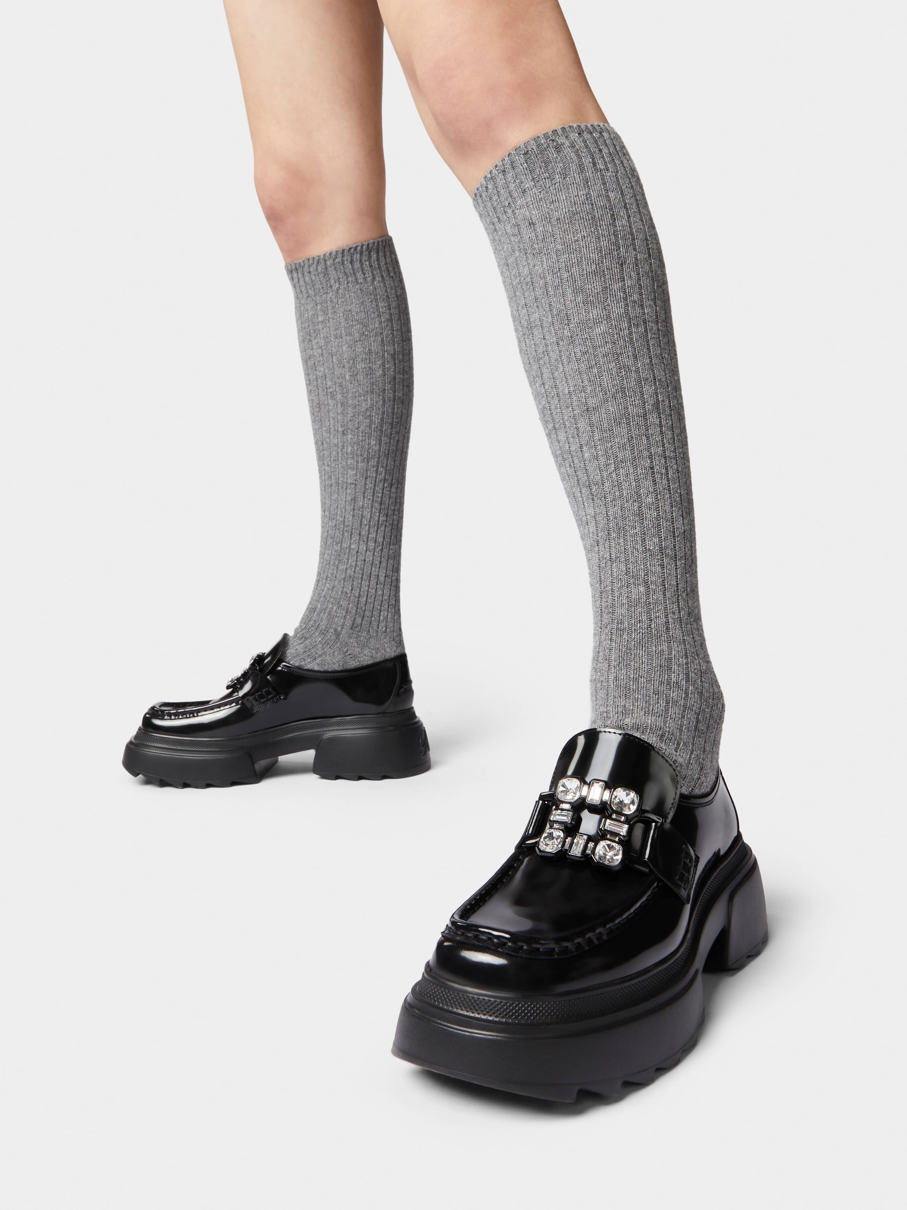 Wallaviv Strass Buckle Loafers in Leather - 8