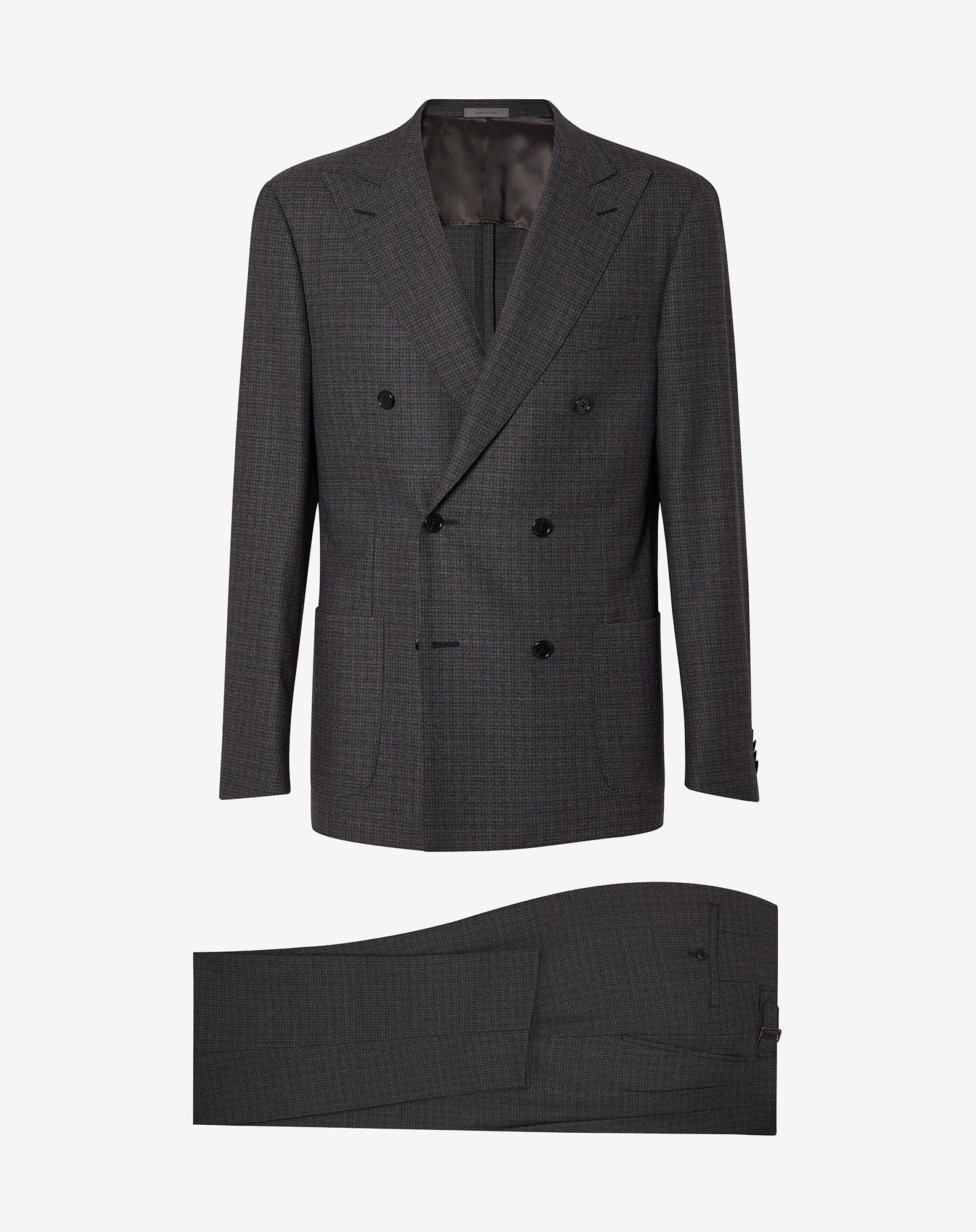 Grey wool suit with micro-pattern - 1