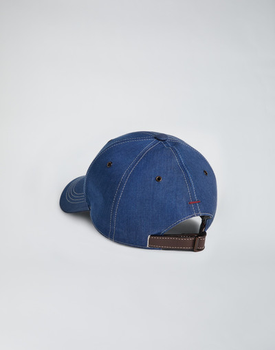 Brunello Cucinelli Lightweight denim baseball cap with embroidered logo outlook