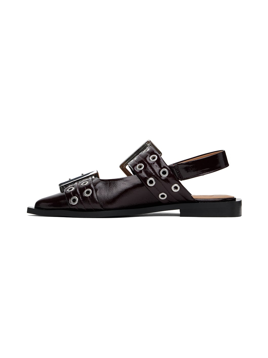 Burgundy Buckle Ballerina Flats - 3