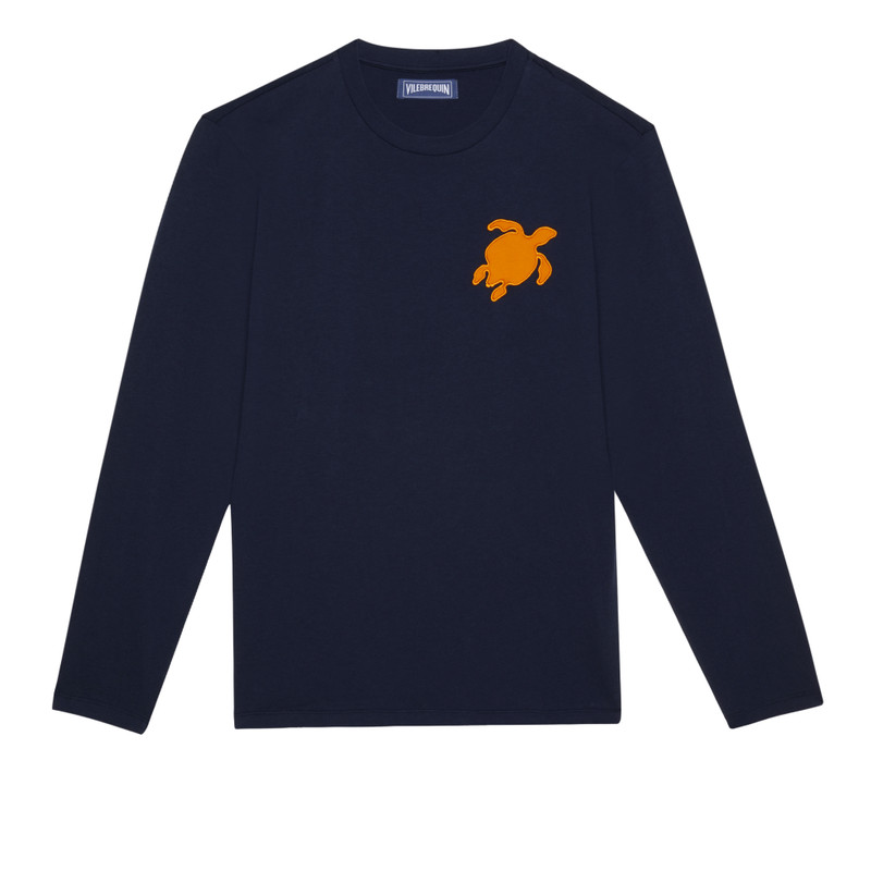 Men Long Sleeves Cotton T-Shirt Turtle Patch 1