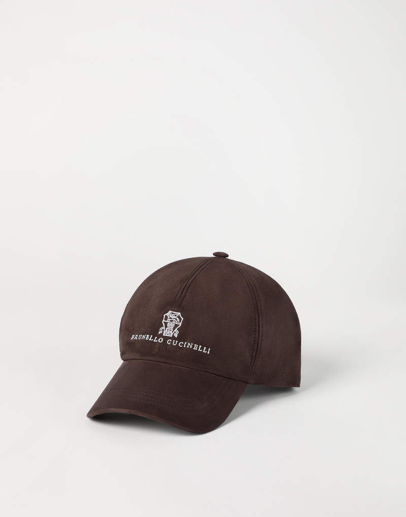 Suede baseball cap with embroidered logo 1
