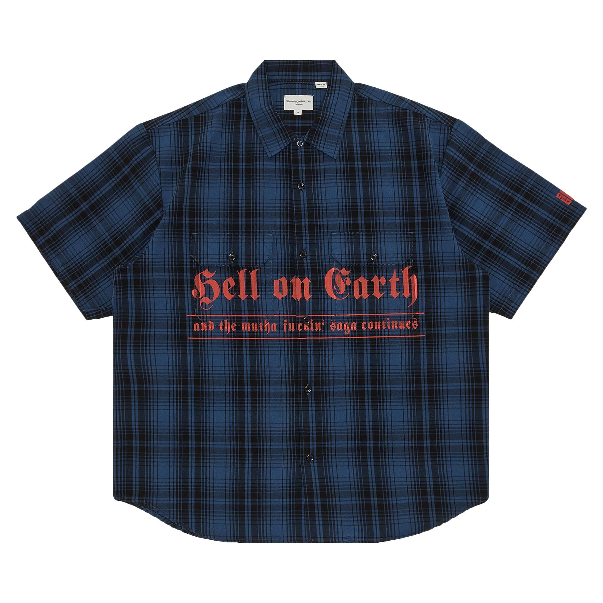 Supreme x Bernadette Corporation Short-Sleeve Work Shirt 'Navy Plaid' - 1