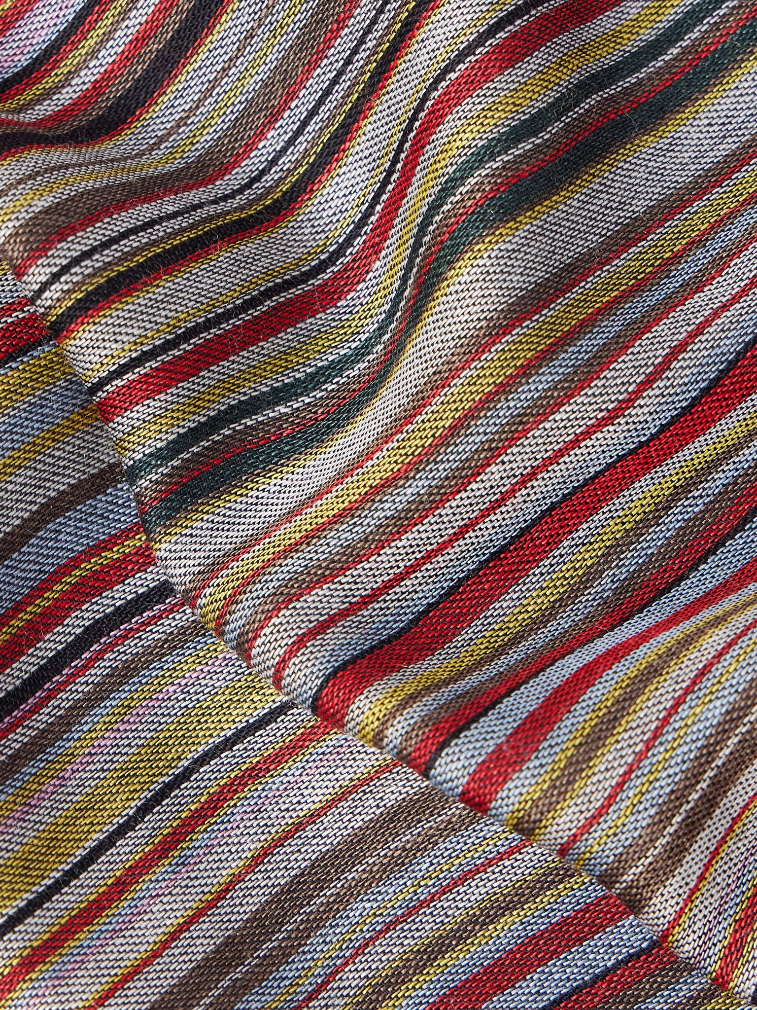 Fringed Striped Wool and Silk-Blend Scarf Red - 3
