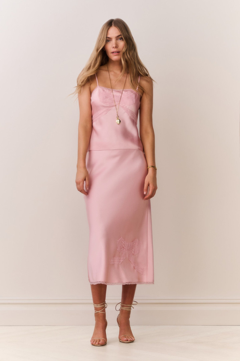 Vallis Lace Bow Satin Maxi Skirt 3