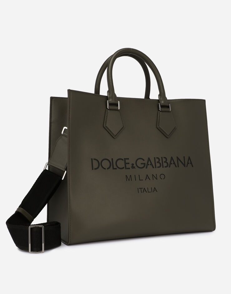 Large calfskin shopper with logo - 3