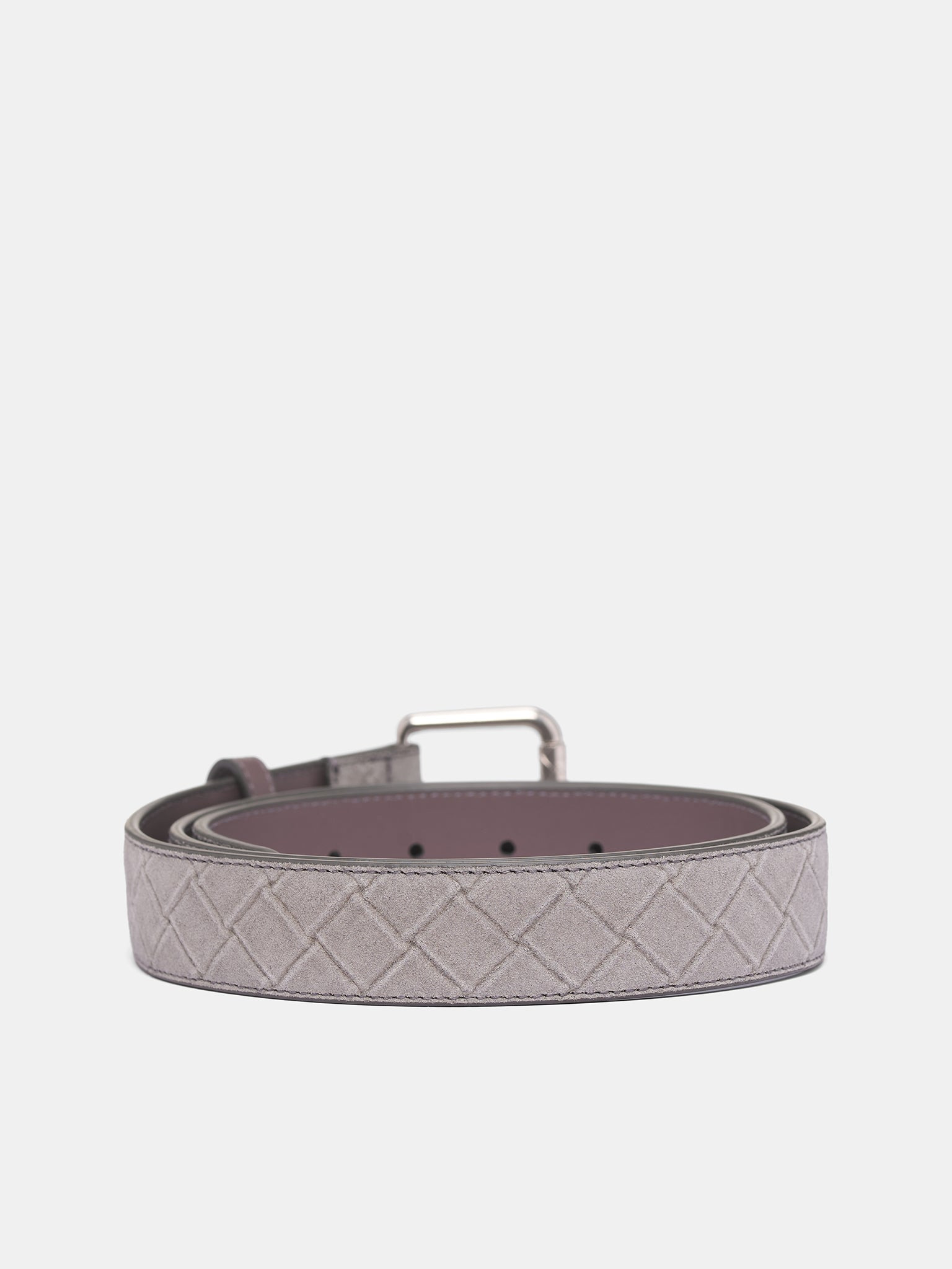 Gray Stamped Intrecciato Suede Belt - 2