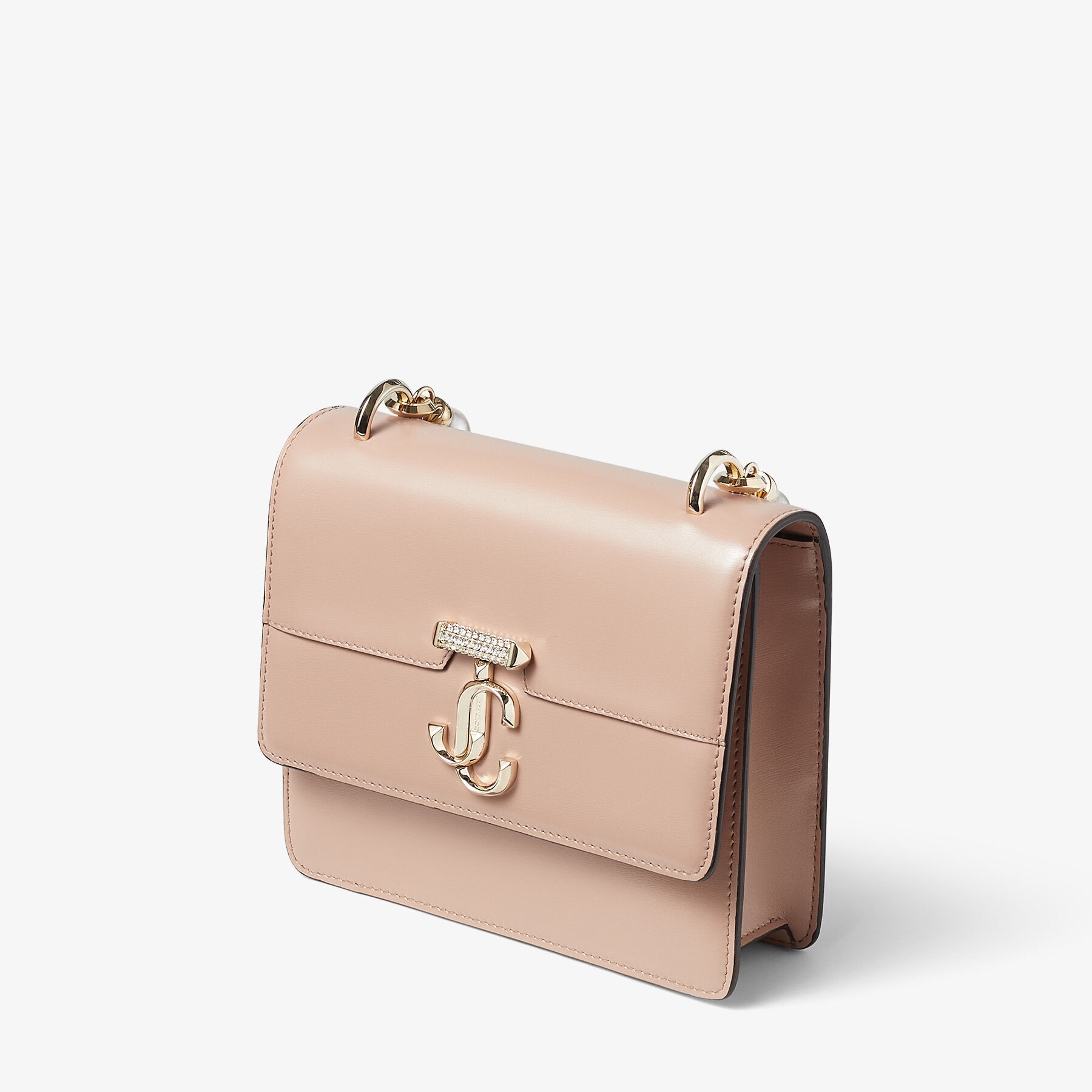 Varenne Quad XS
Ballet Pink Box Leather Shoulder Bag with Pearl Strap - 4