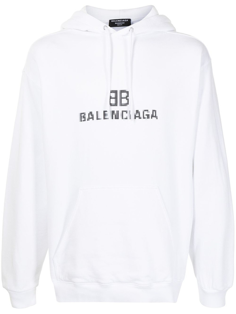 남자 Bb 픽셀 중간 적합 Hoodie 에 화이트 - 1