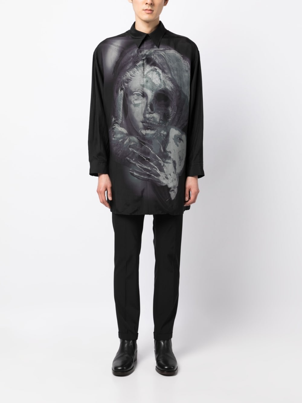graphic-print silk shirt - 2