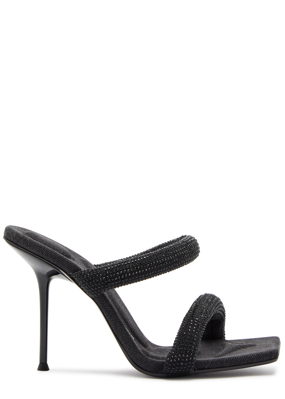 Alexander Wang Julie 105 Crystal-embellished Tubular Denim Sandals - 1
