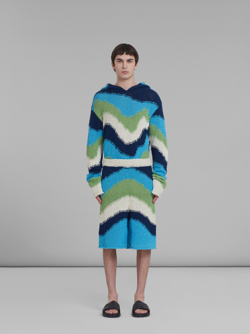 Marni BLUE SHORTS IN COTTON WITH INLAYS outlook