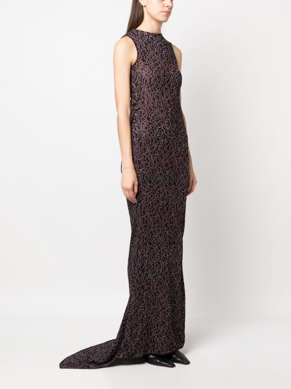 draped-detailing floor-length dress - 4