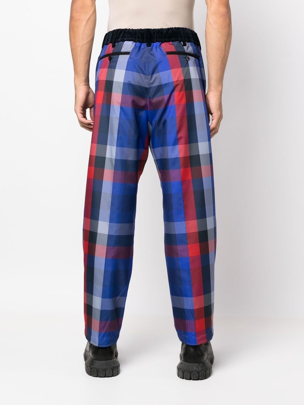 checked straight-leg trousers - 4