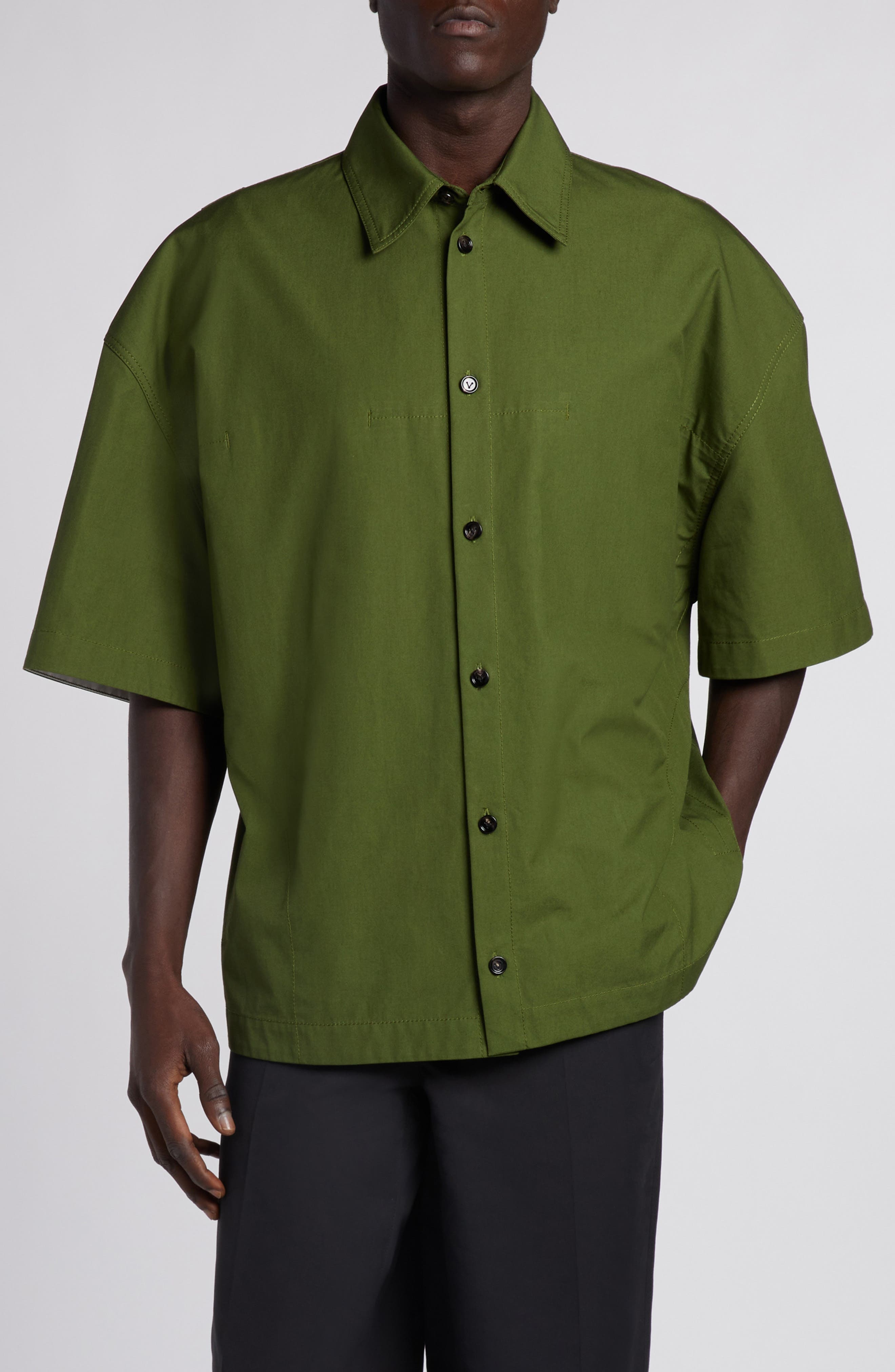 Oversize Short Sleeve Button-Up Shirt - 1