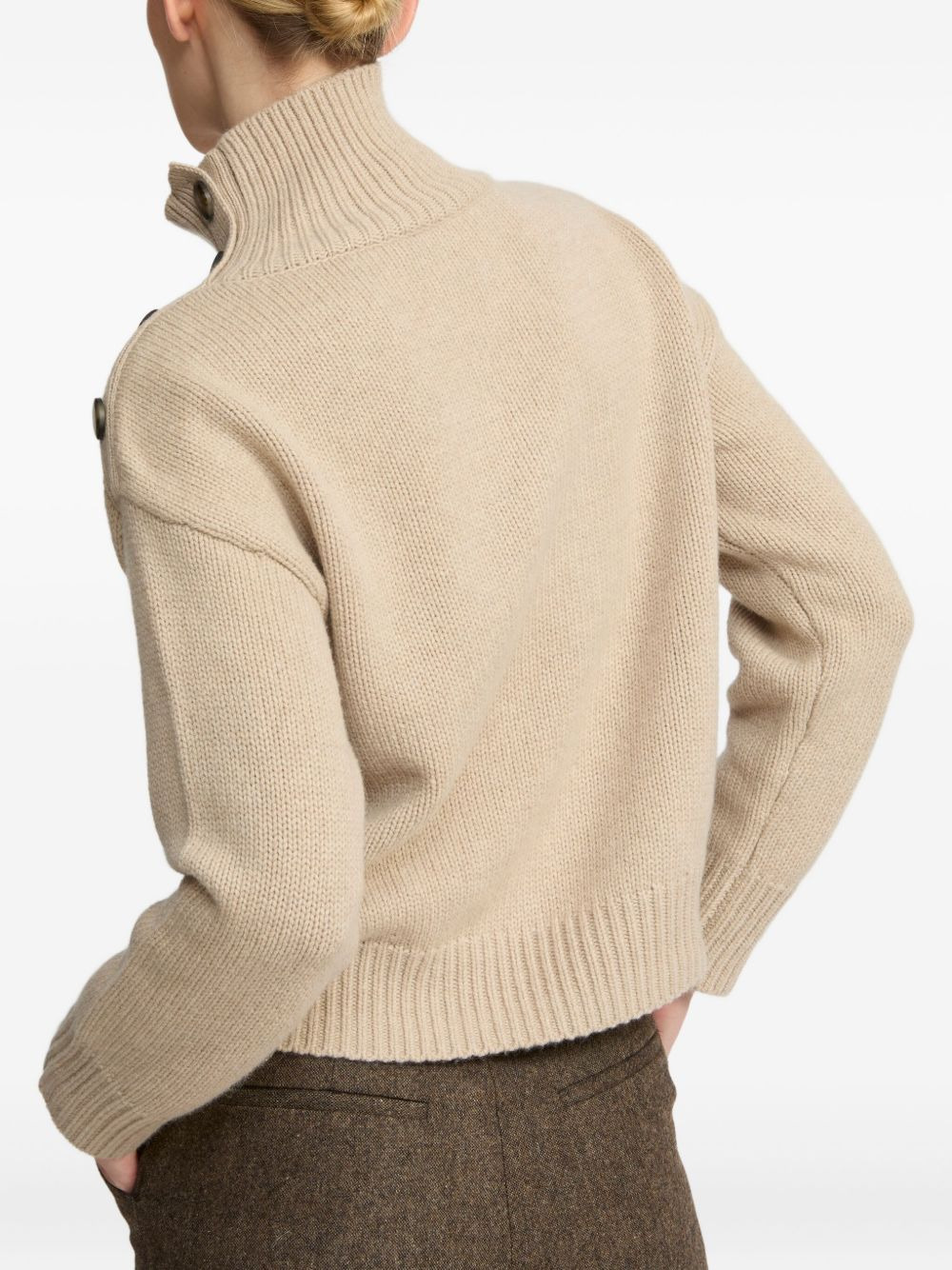 high-neck buttoned sweater - 4