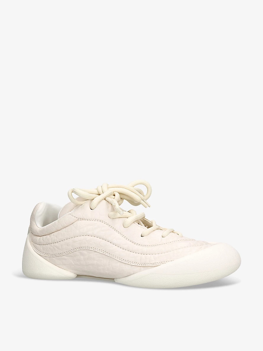 Flexion rubber-trimmed textured-leather low-top trainers - 3