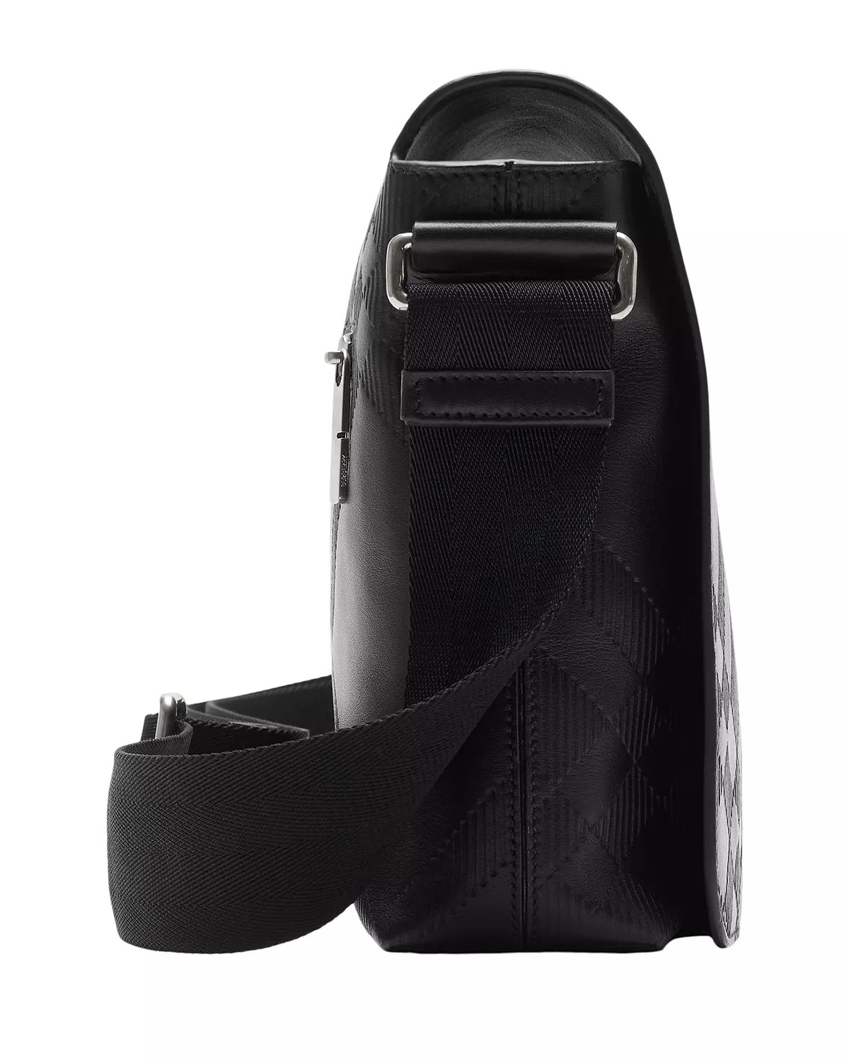 Check Leather Messenger Bag - 3