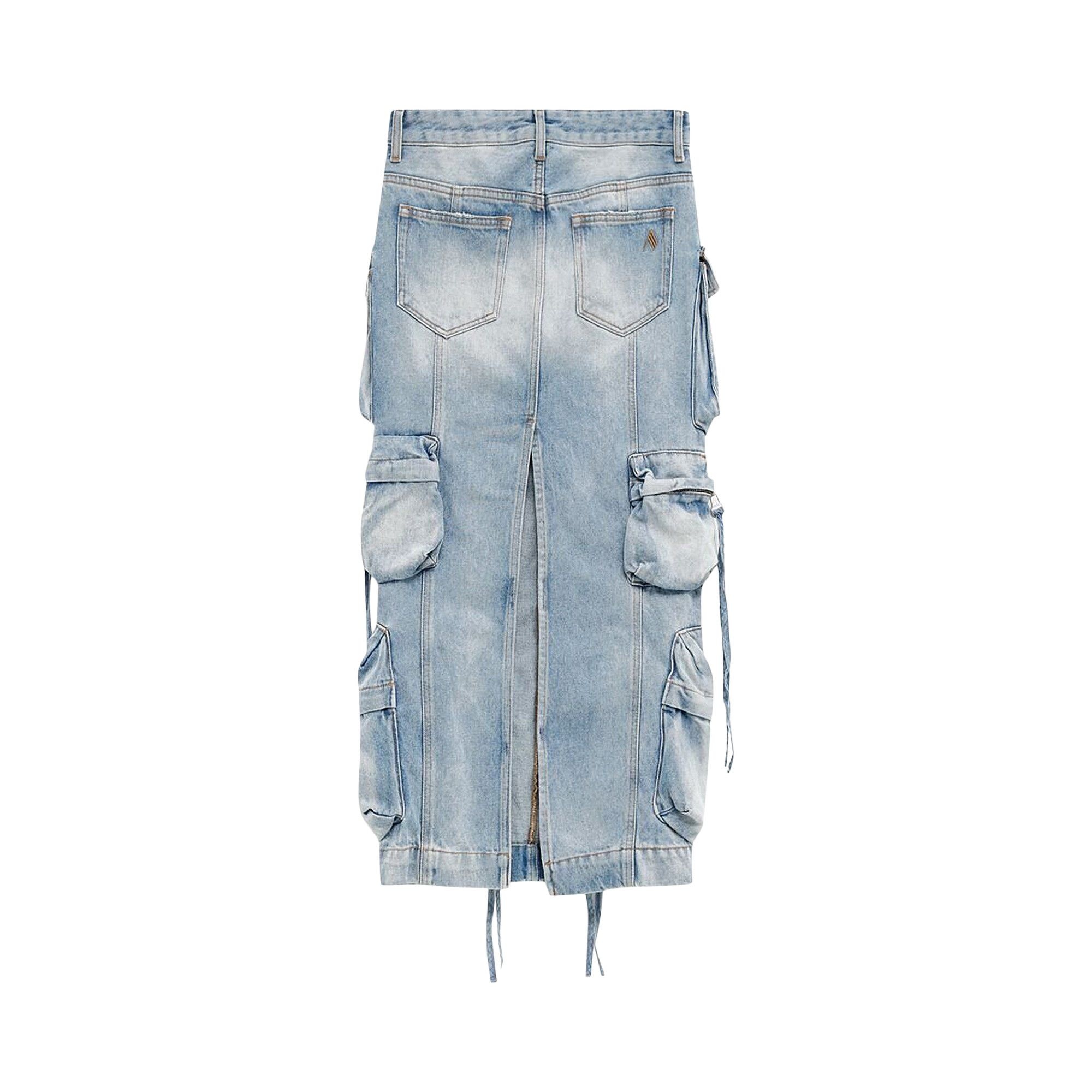 The Attico Midi Denim Skirt 'Sky Blue' - 2