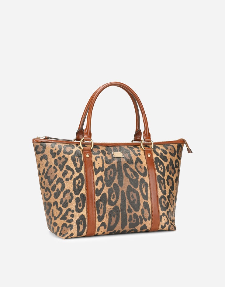 Medium leopard-print Crespo shopper with branded plate - 2