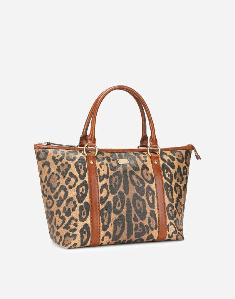 Dolce & Gabbana Medium leopard-print Crespo shopper with branded plate outlook