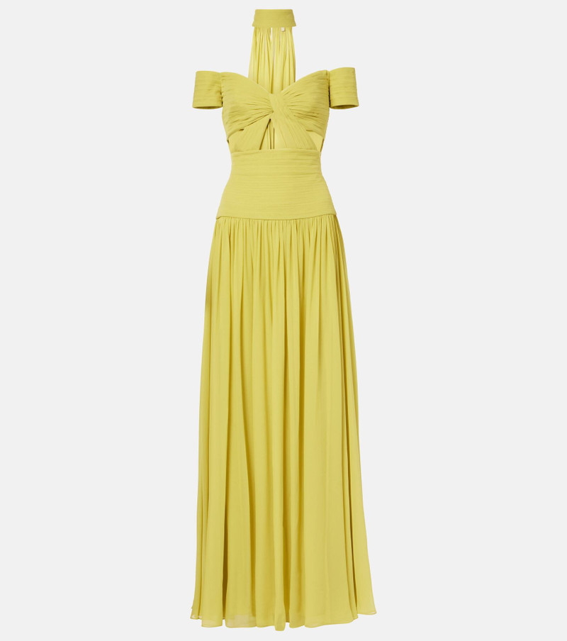 Draped cutout silk gown 1