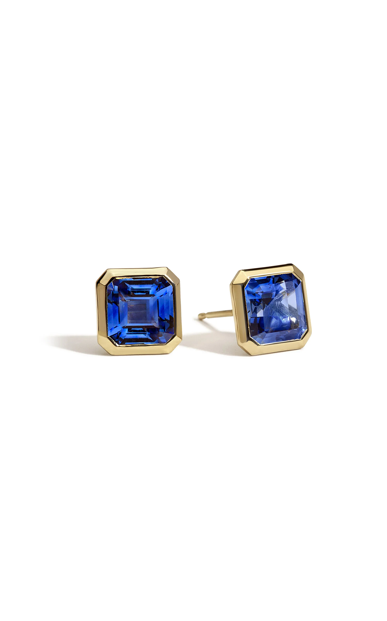 Candra 14K Yellow Gold Sapphire Stud Earrings blue - 1