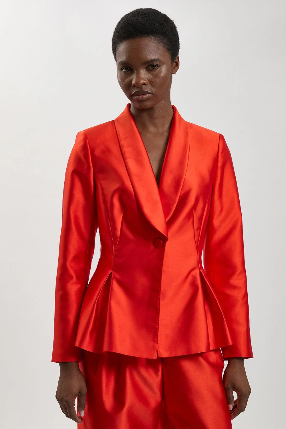Satin Twill Single Breasted Blazer - 1