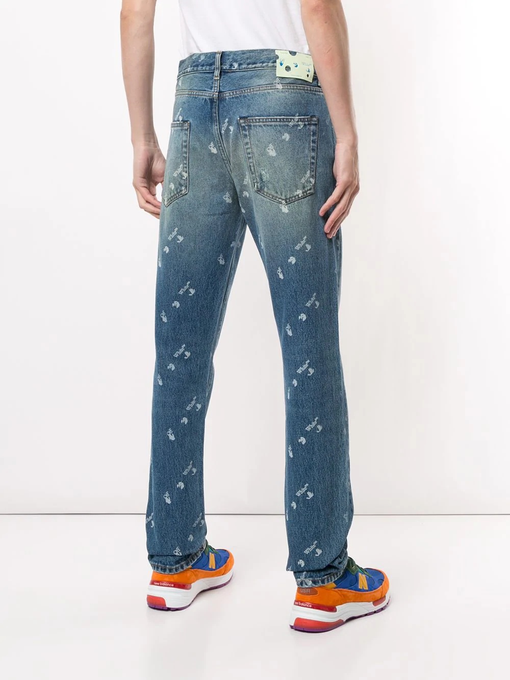 distressed logo print jeans - 4