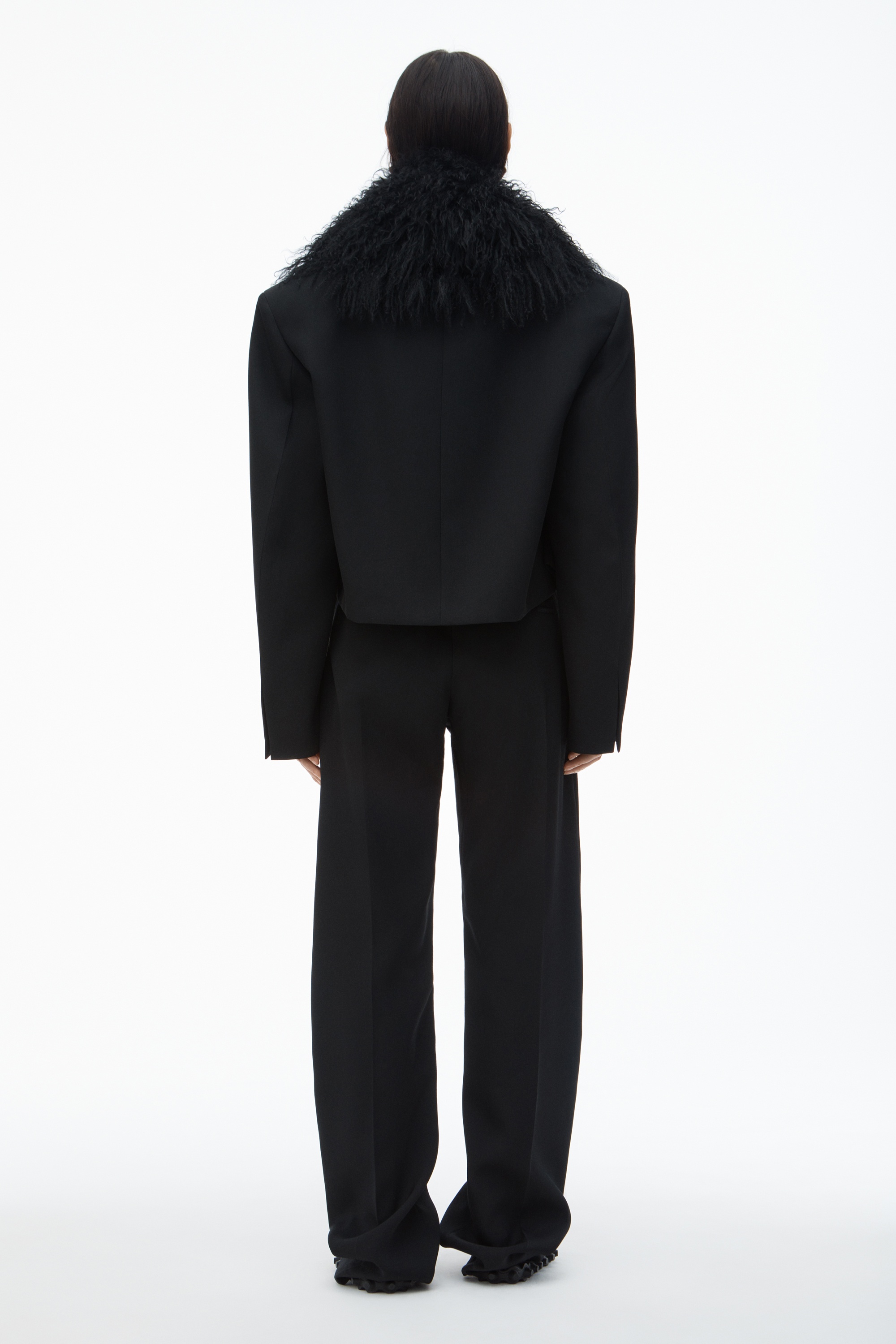 Cropped Blazer with Mongolian Fur - 5
